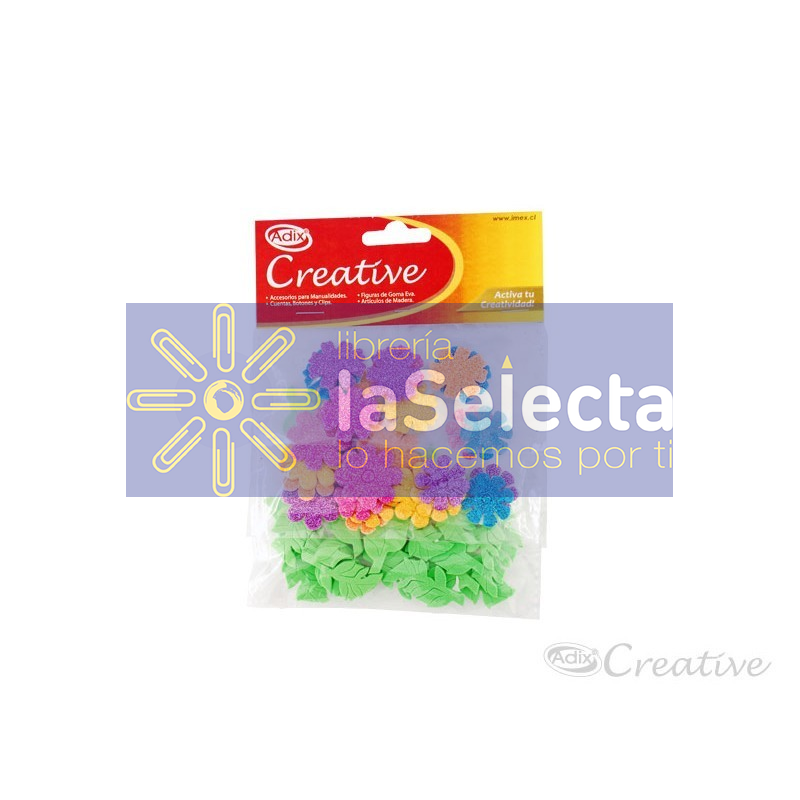 FLORES GOMA EVA ADHESIVA GLITTER ADIX CREATIVE
